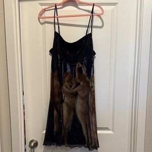 Cider Black Sheer Slip Dress with Classical Print